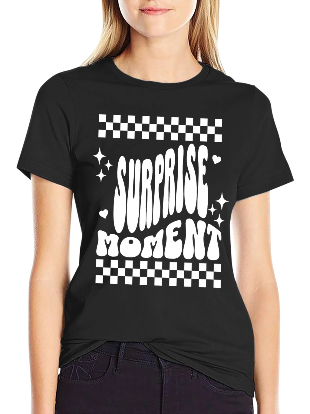 Surprise Moment Graphic Tee - Fun Black T-Shirt