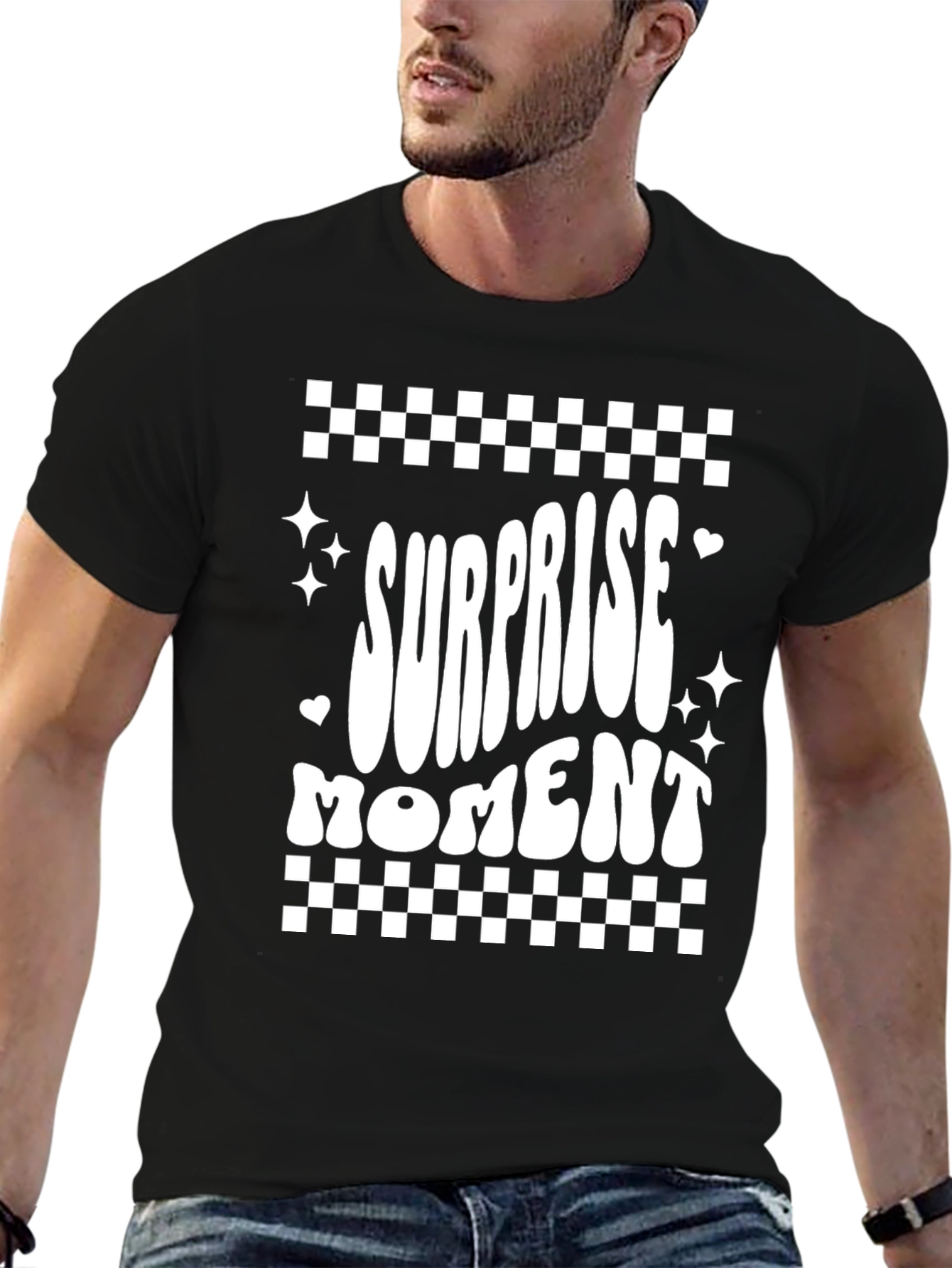 Surprise Moment Graphic Tee - Fun Black T-Shirt