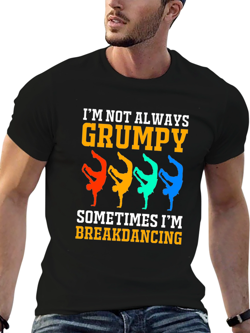 Grumpy Breakdancing Graphic Tee - Funny Mens T-Shirt