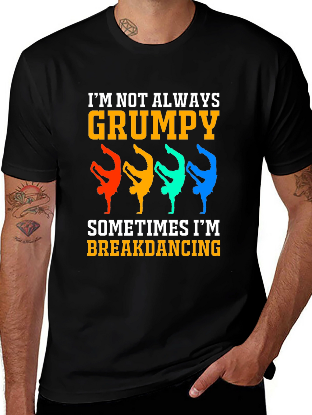 Grumpy Breakdancing Graphic Tee - Funny Mens T-Shirt