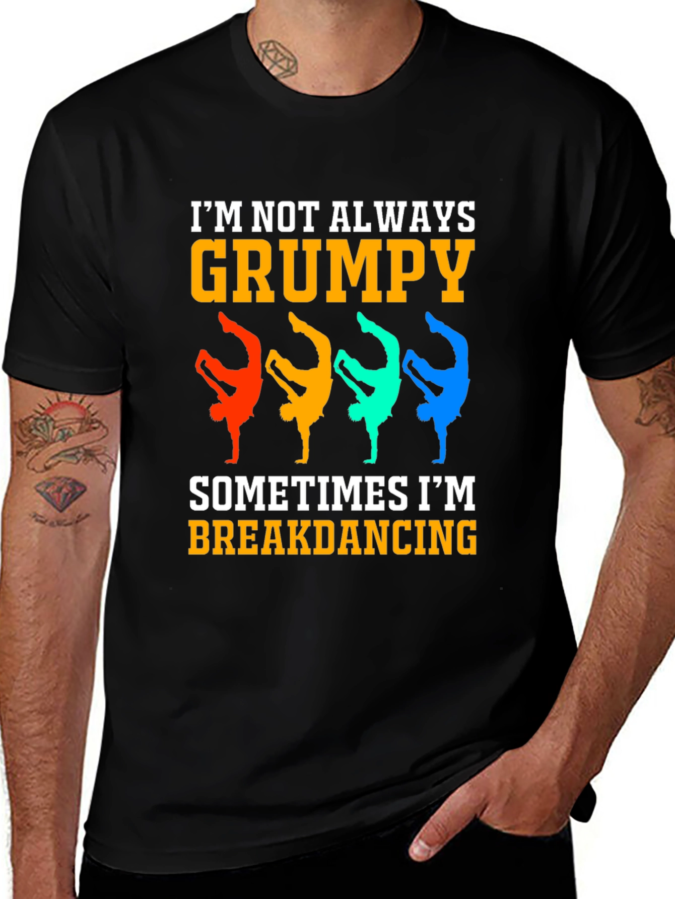 Grumpy Breakdancing Graphic Tee - Funny Mens T-Shirt