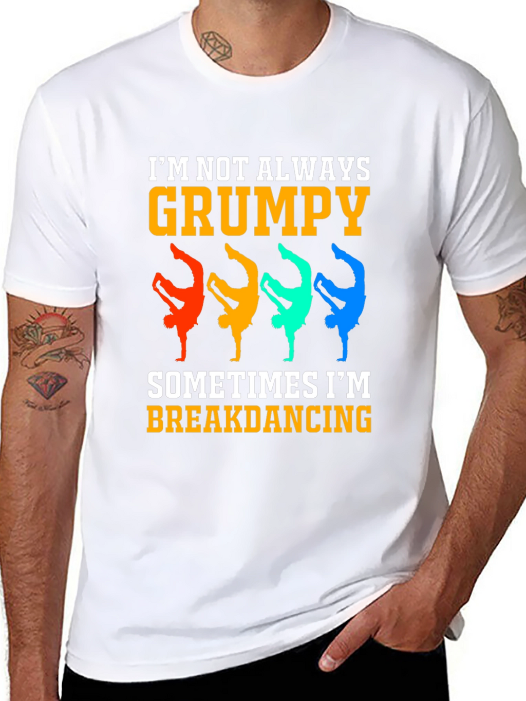 Grumpy Breakdancing Graphic Tee - Funny Mens T-Shirt