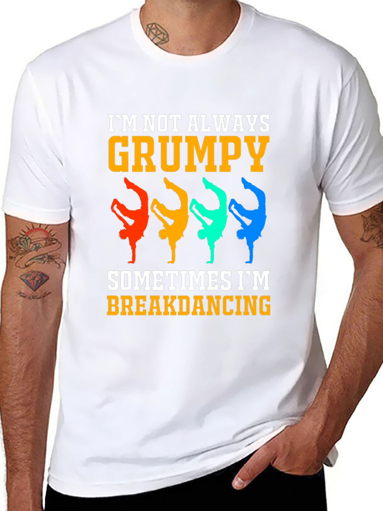 Grumpy Breakdancing Graphic Tee - Funny Mens T-Shirt