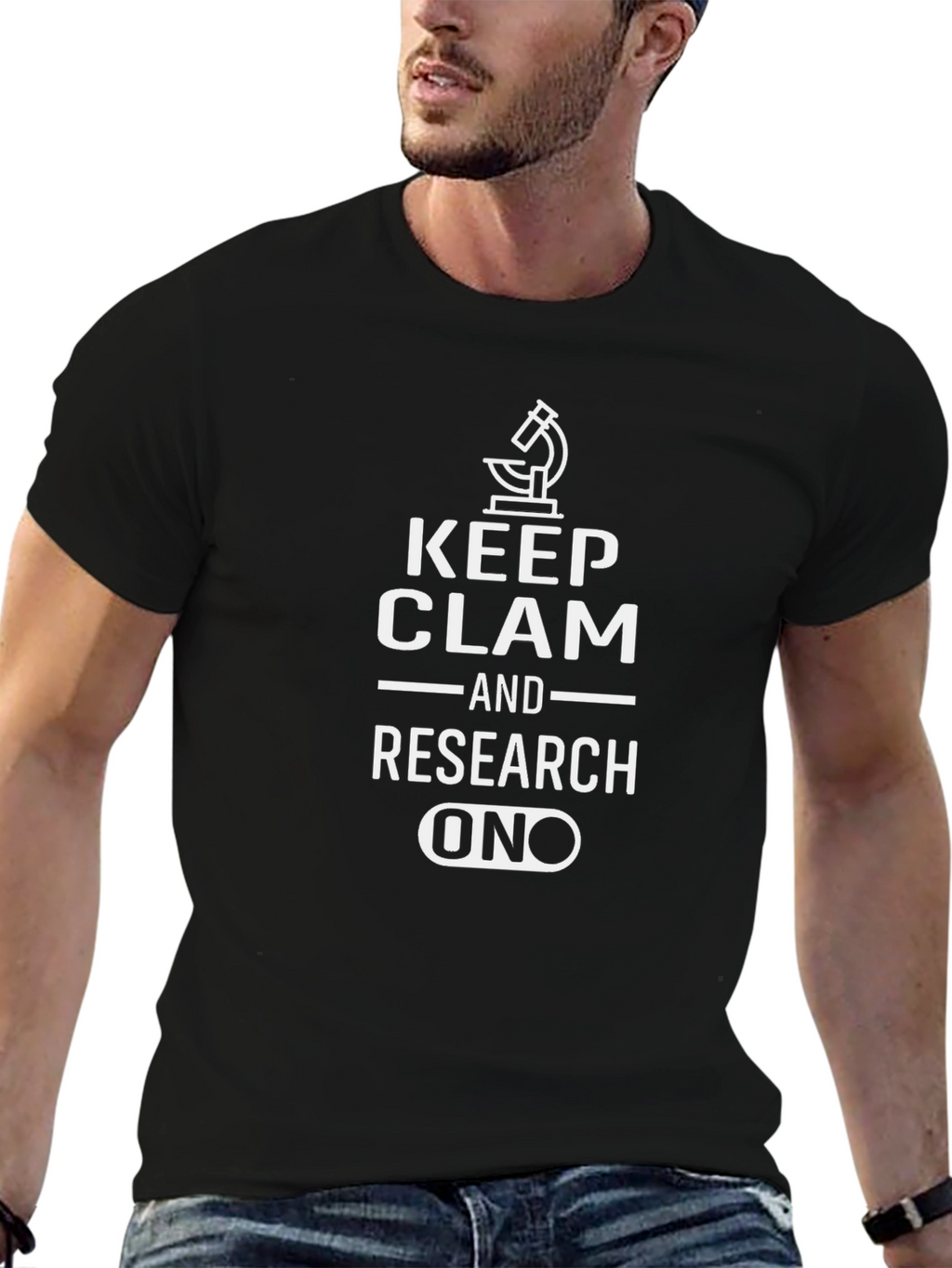 Keep Clam & Research On Microscope Graphic Tee
