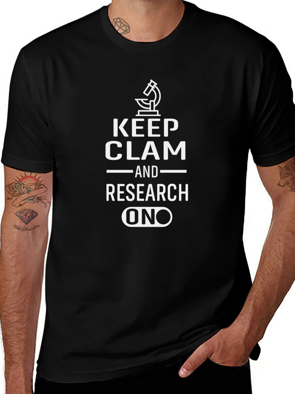 Keep Clam & Research On Microscope Graphic Tee