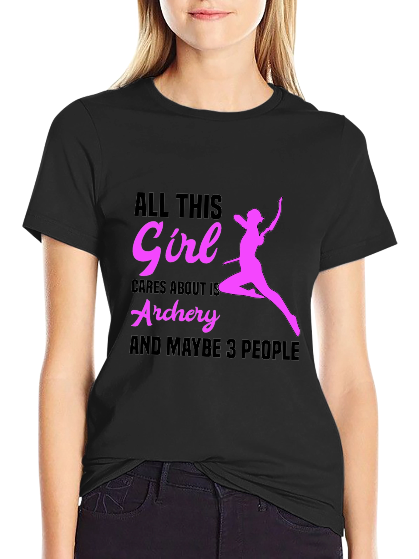 Archery Girl Graphic Tee - Black