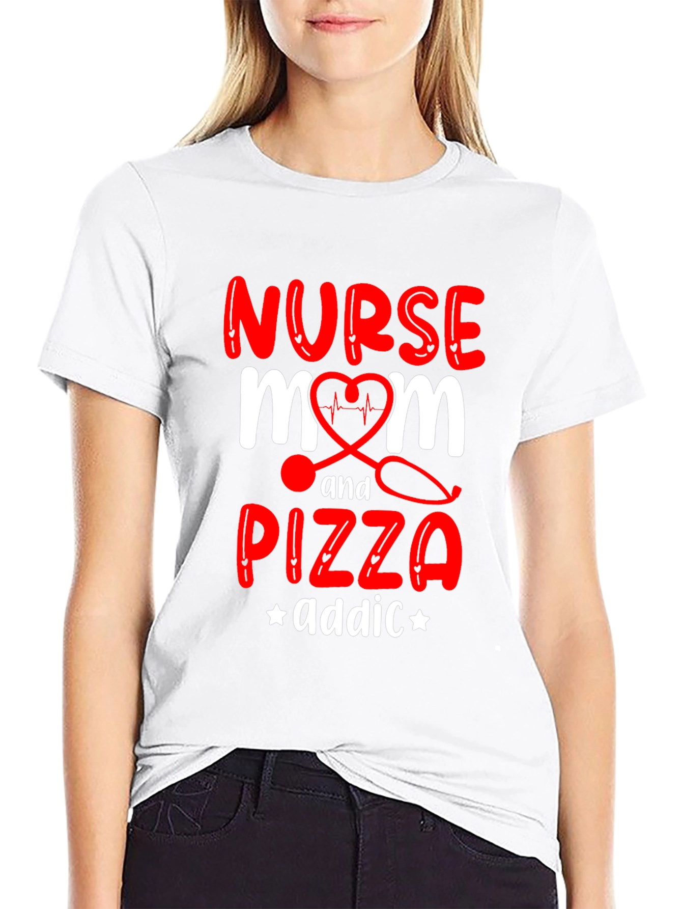Nurse Mom Pizza Addict Graphic Tee