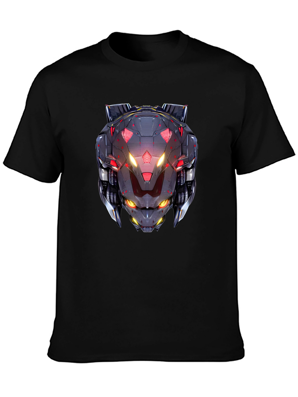 Cyberpunk Robot Head Graphic Black T-Shirt