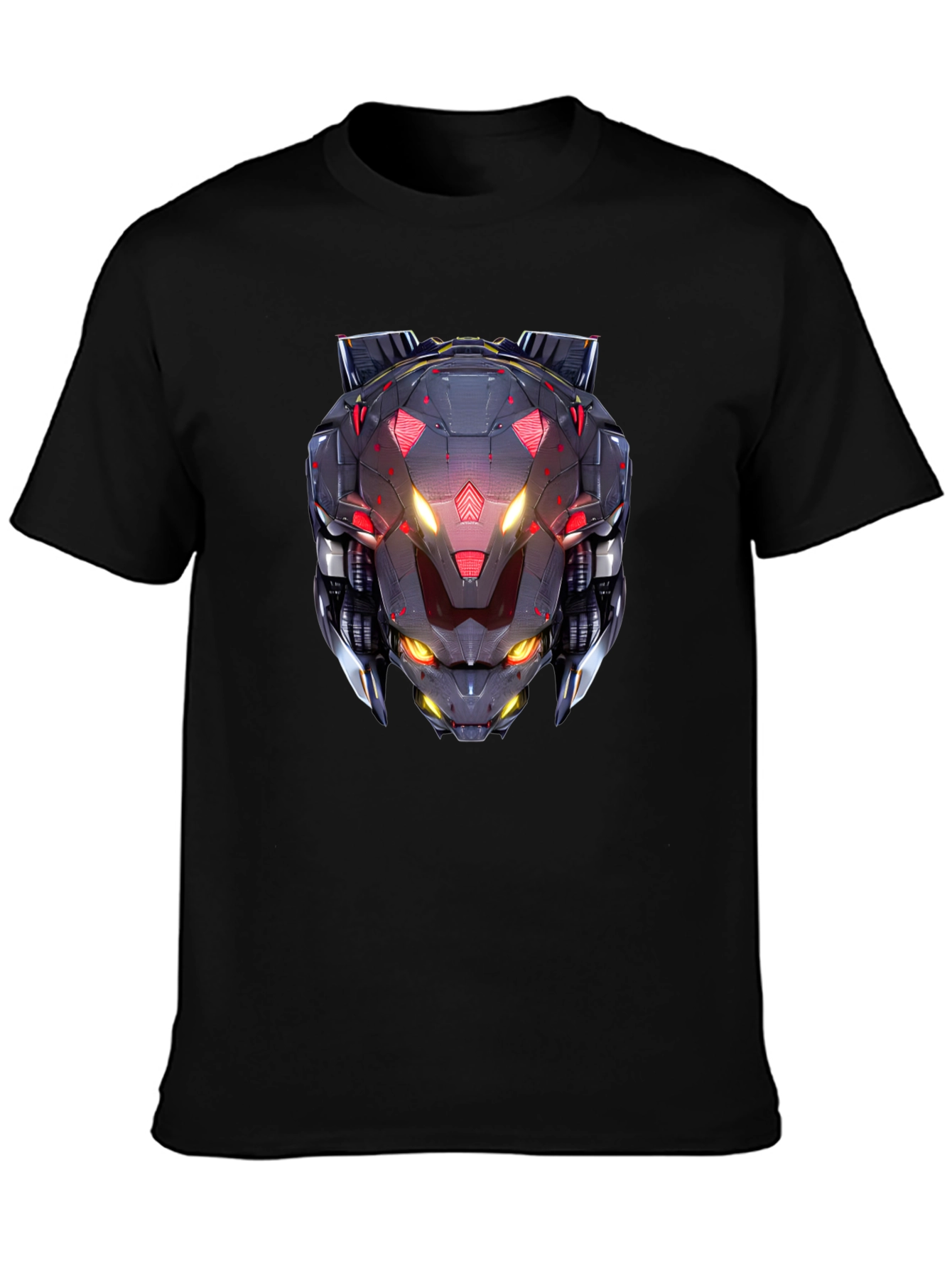 Cyberpunk Robot Head Graphic Black T-Shirt