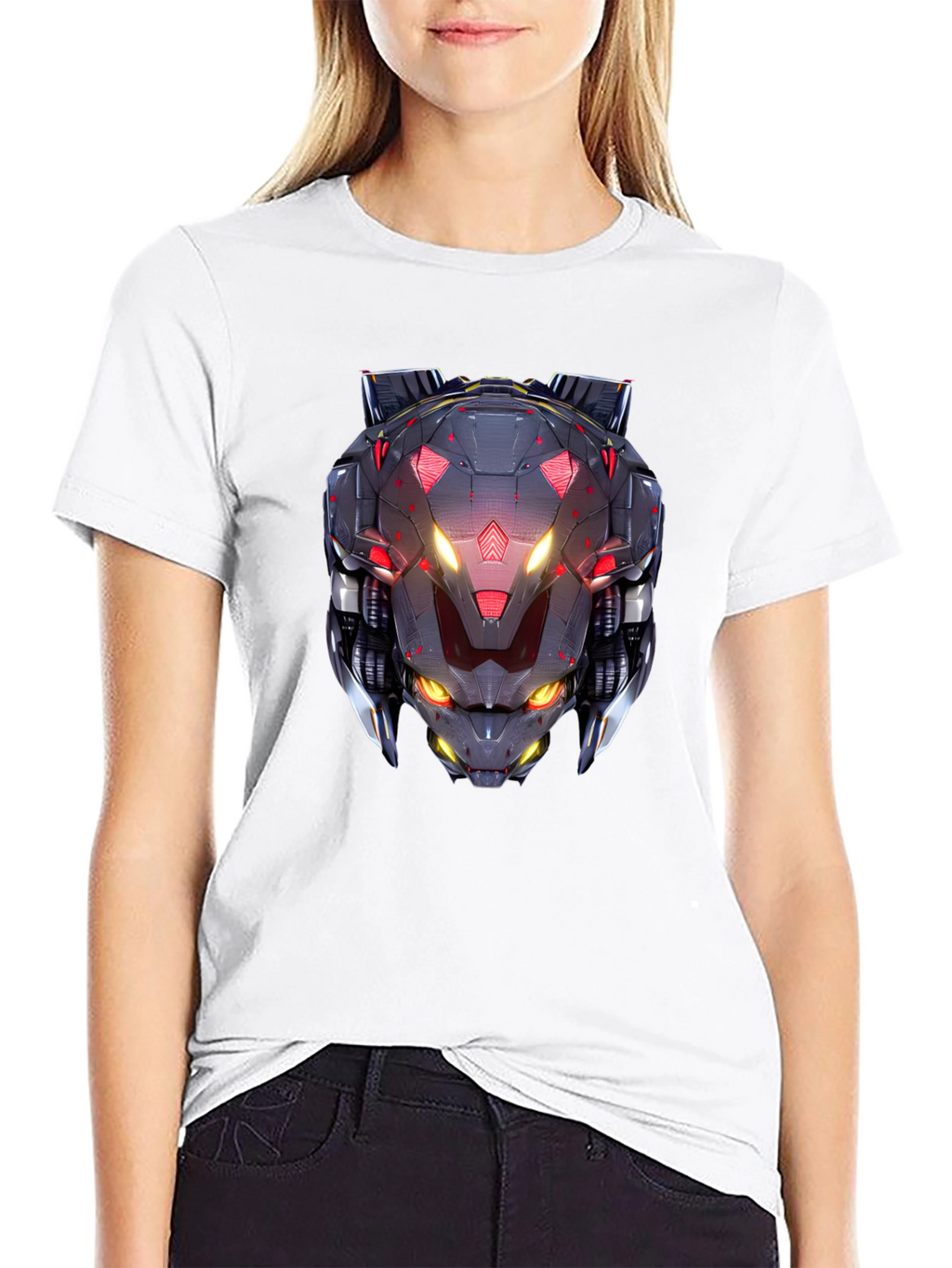 Cyberpunk Robot Head Graphic Black T-Shirt