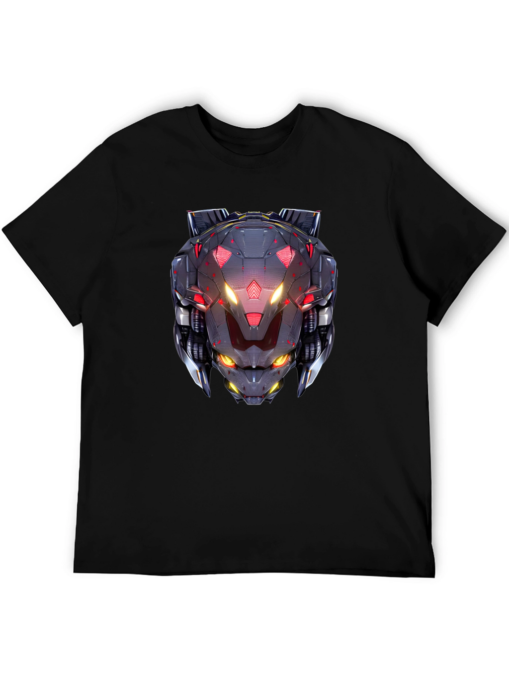 Cyberpunk Robot Head Graphic Black T-Shirt