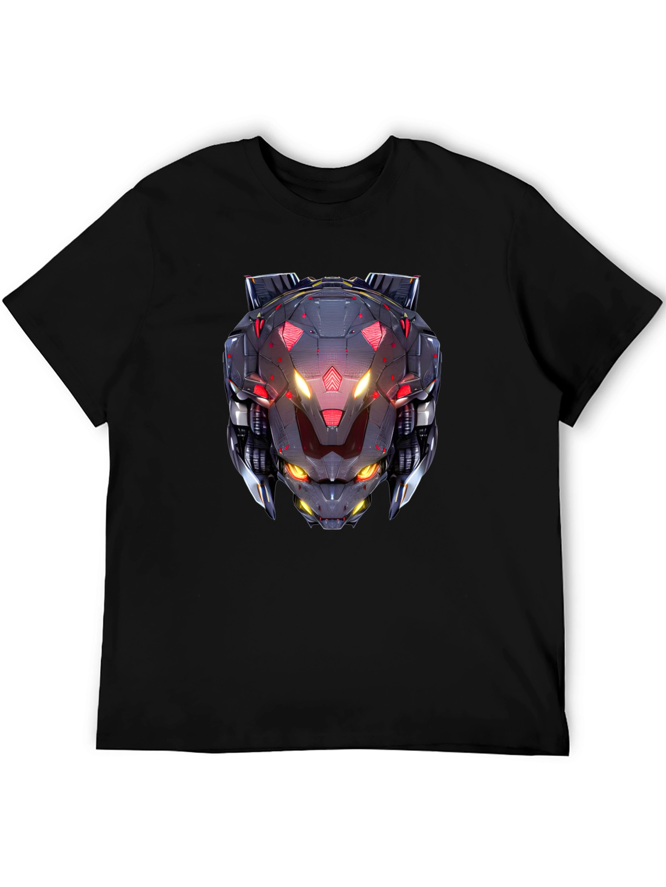 Cyberpunk Robot Head Graphic Black T-Shirt