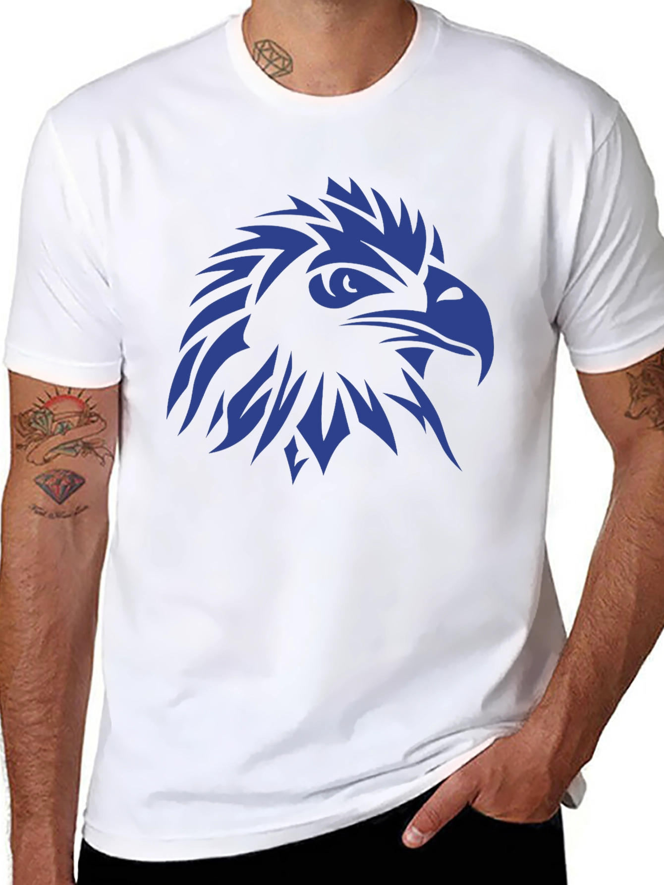 Bold Eagle Graphic Tee - Black Cotton T-Shirt