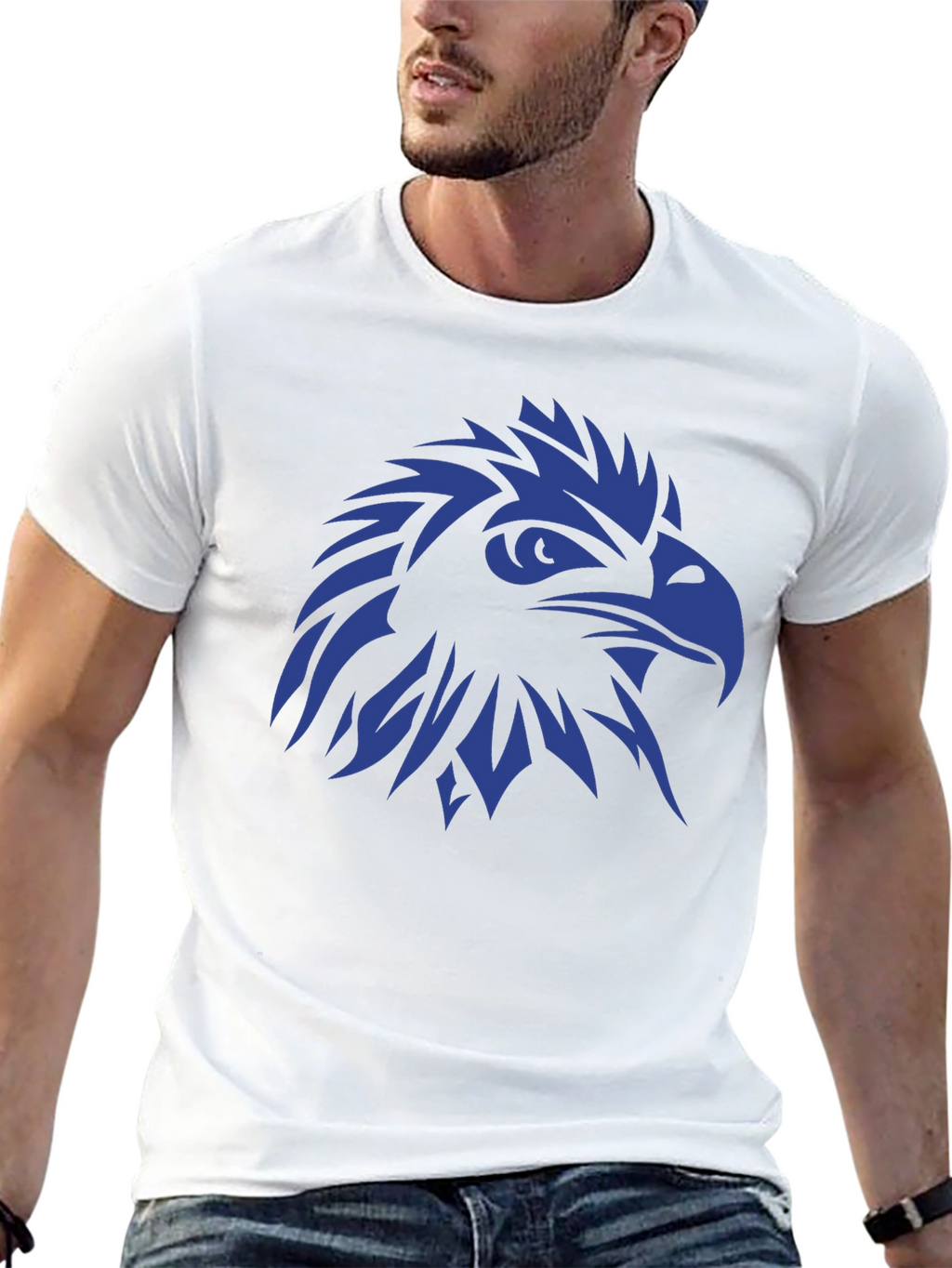 Bold Eagle Graphic Tee - Black Cotton T-Shirt