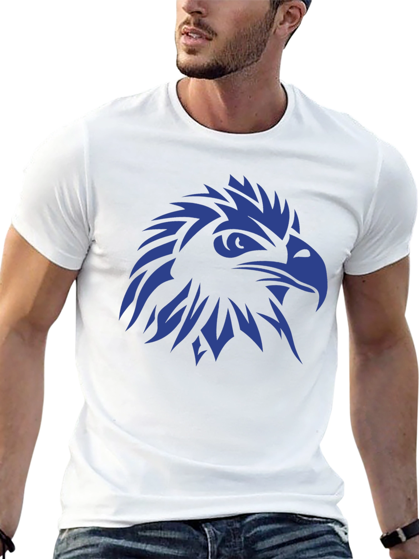 Bold Eagle Graphic Tee - Black Cotton T-Shirt