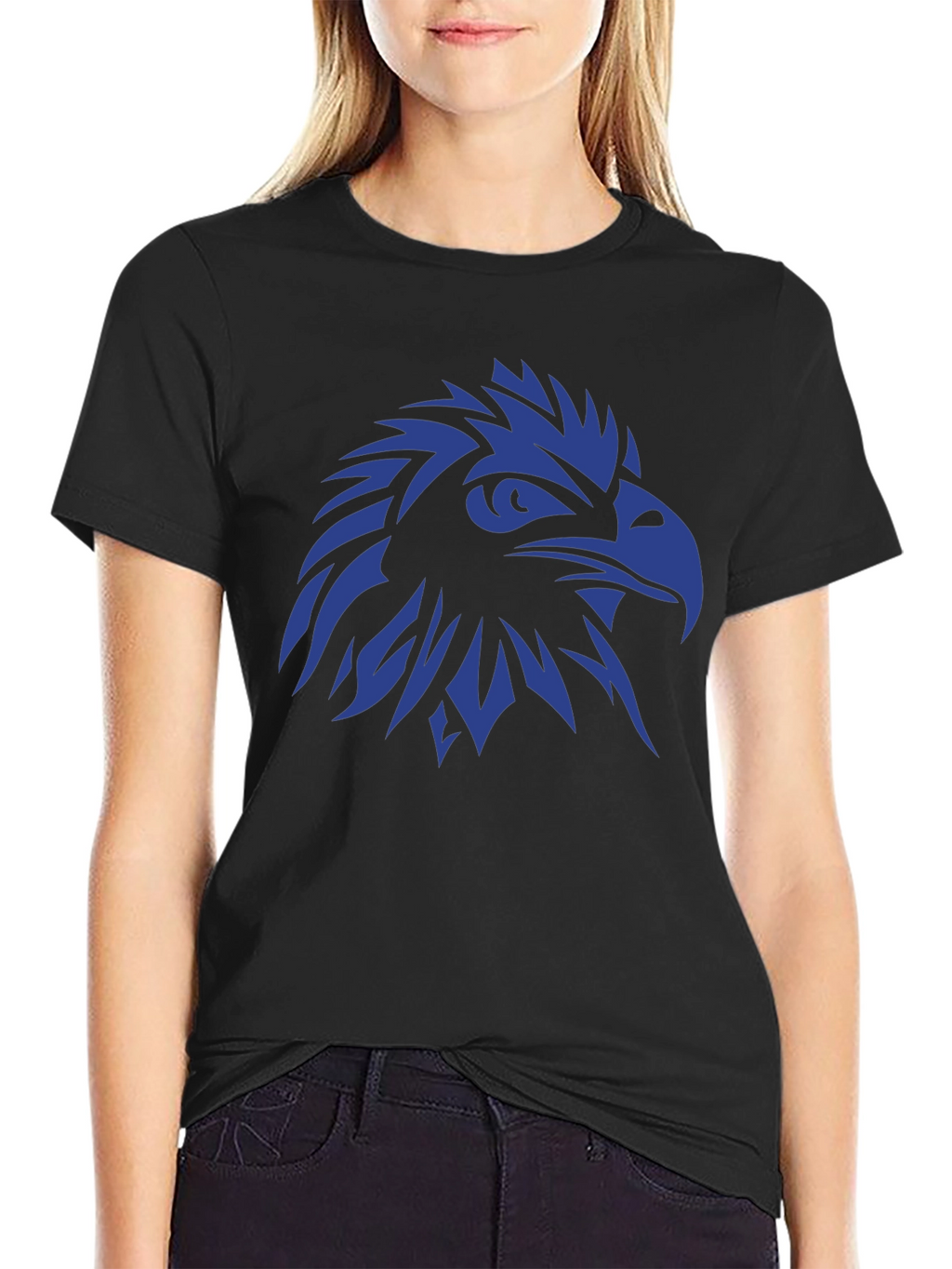Bold Eagle Graphic Tee - Black Cotton T-Shirt
