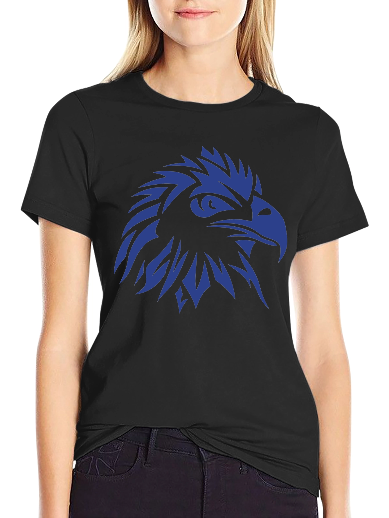 Bold Eagle Graphic Tee - Black Cotton T-Shirt