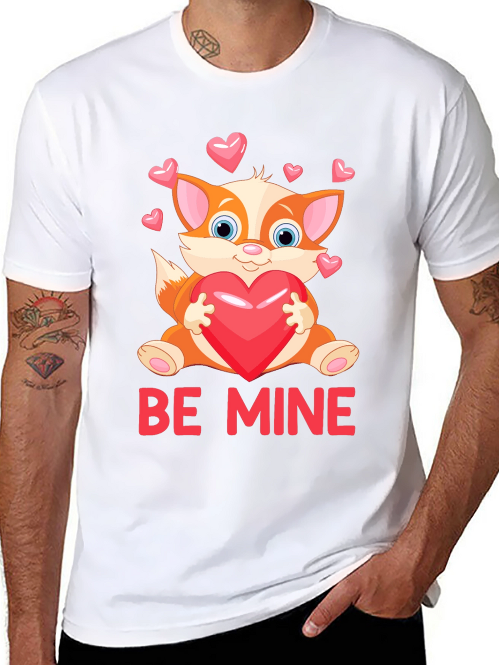 Be Mine Valentines Day Fox Graphic Tee