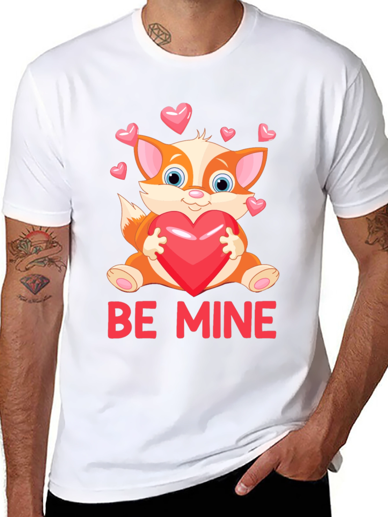 Be Mine Valentines Day Fox Graphic Tee