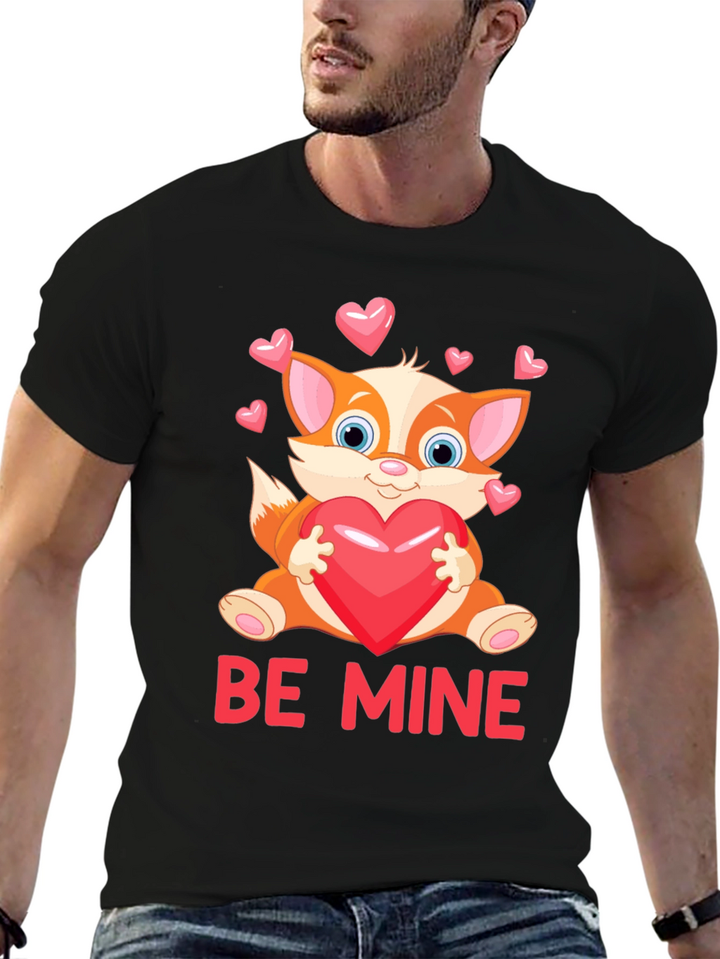Be Mine Valentines Day Fox Graphic Tee