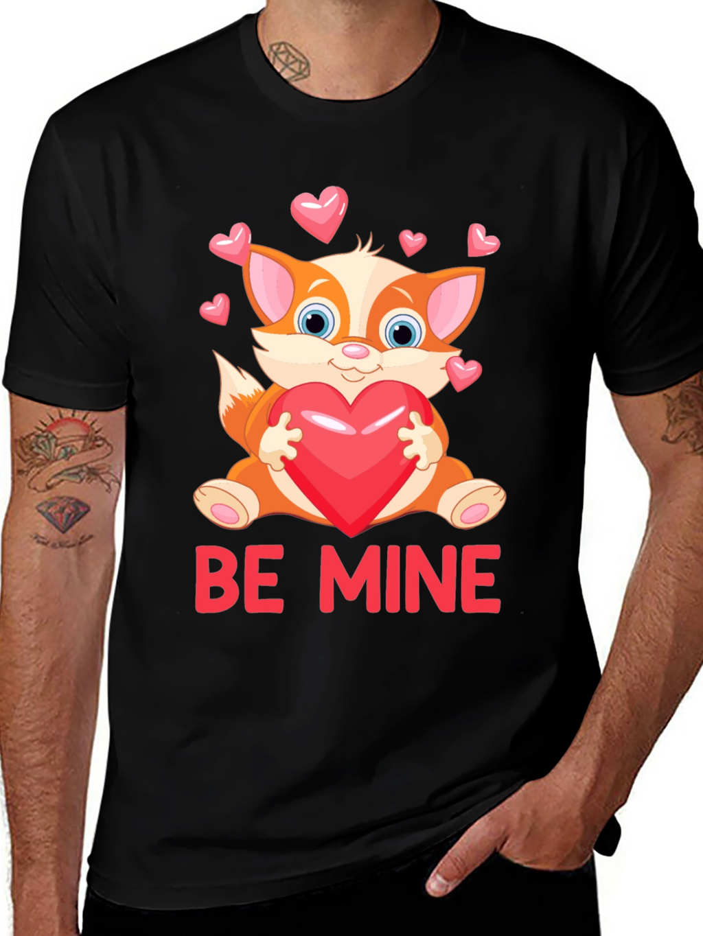 Be Mine Valentines Day Fox Graphic Tee
