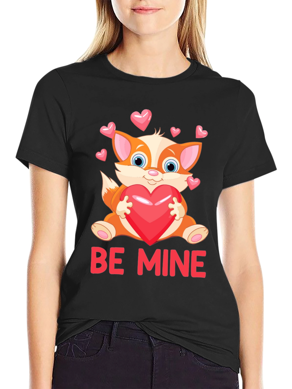 Be Mine Valentines Day Fox Graphic Tee