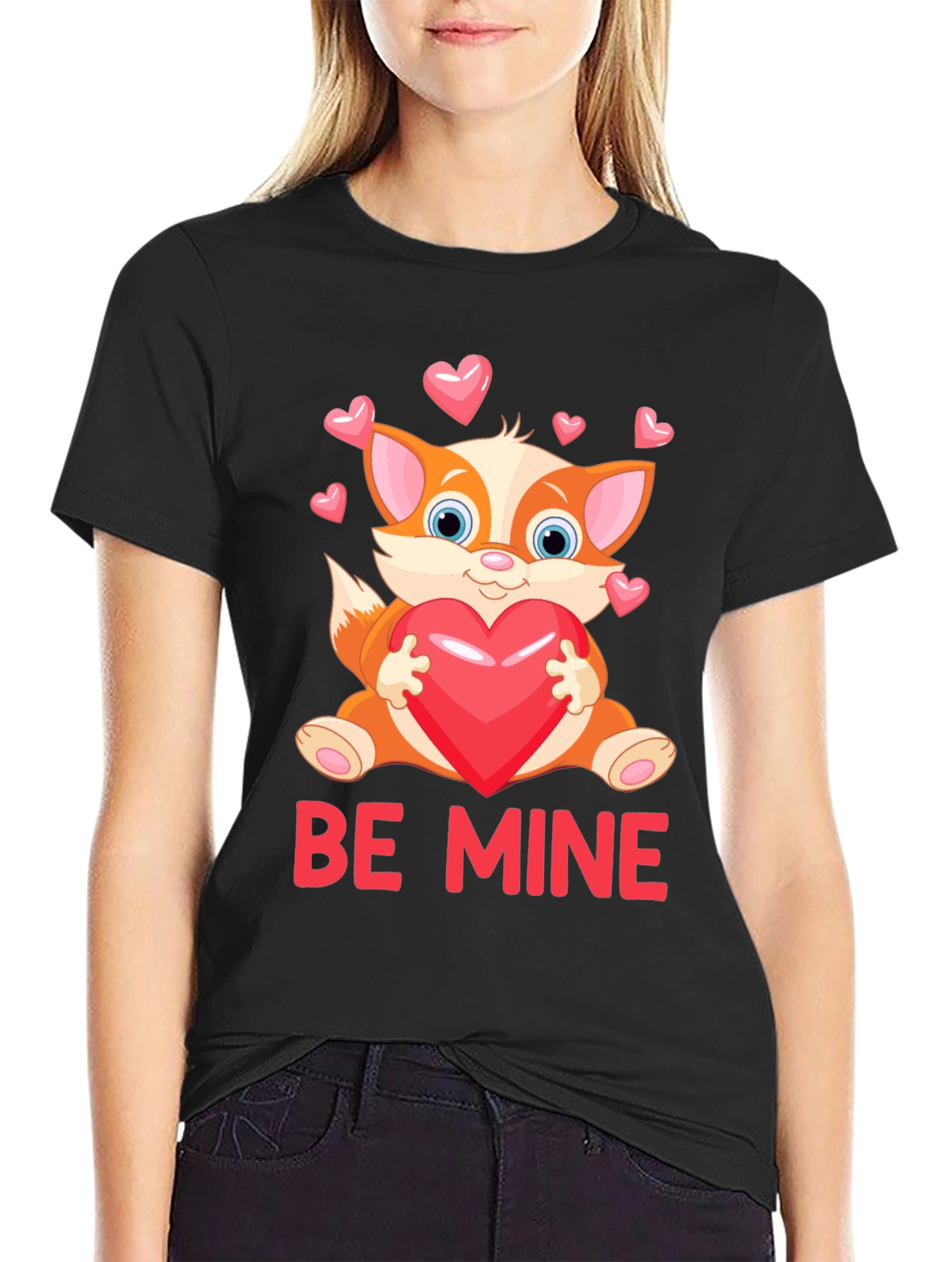 Be Mine Valentines Day Fox Graphic Tee