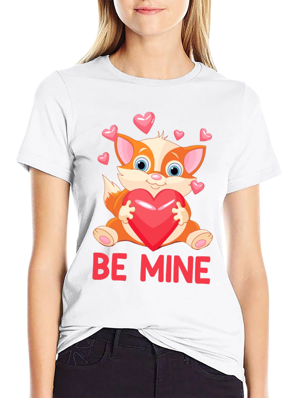 Be Mine Valentines Day Fox Graphic Tee