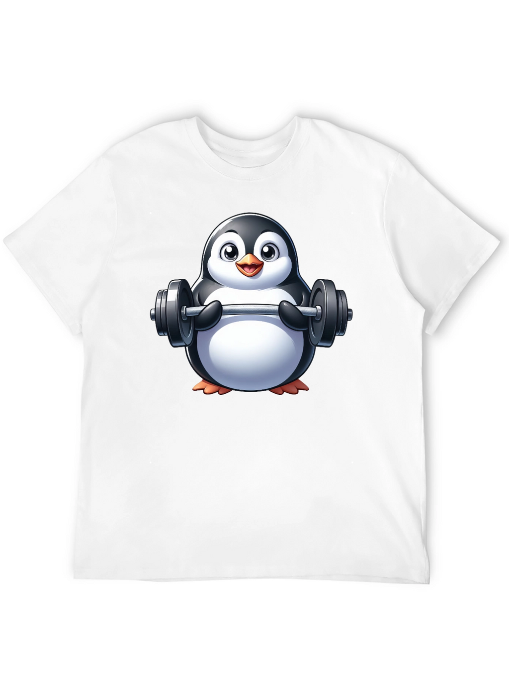 Penguin Lifting Weights Graphic Tee