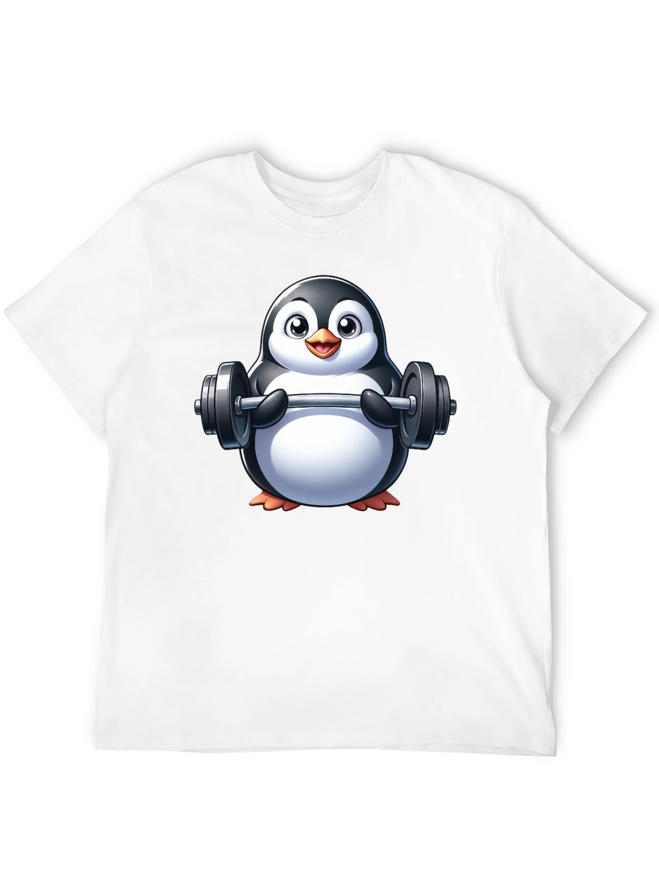 Penguin Lifting Weights Graphic Tee