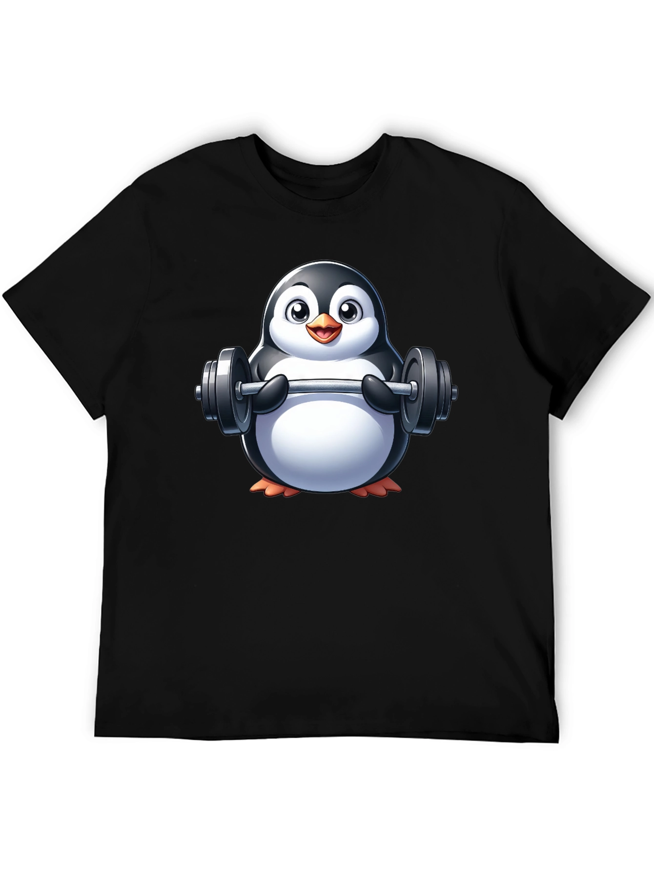 Penguin Lifting Weights Graphic Tee