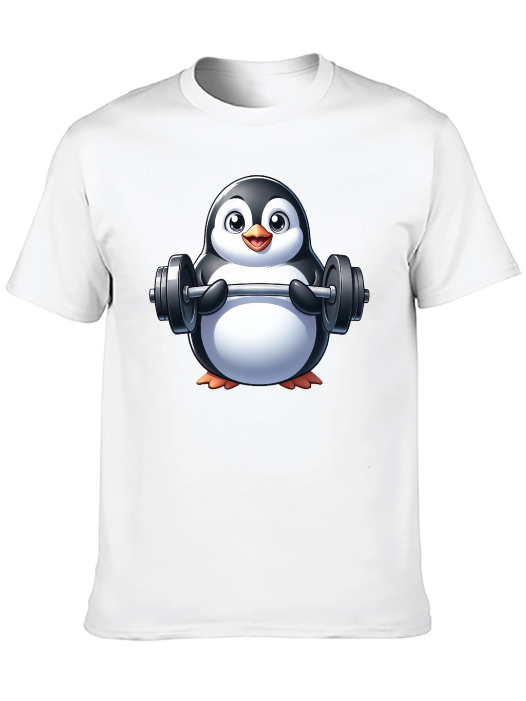 Penguin Lifting Weights Graphic Tee