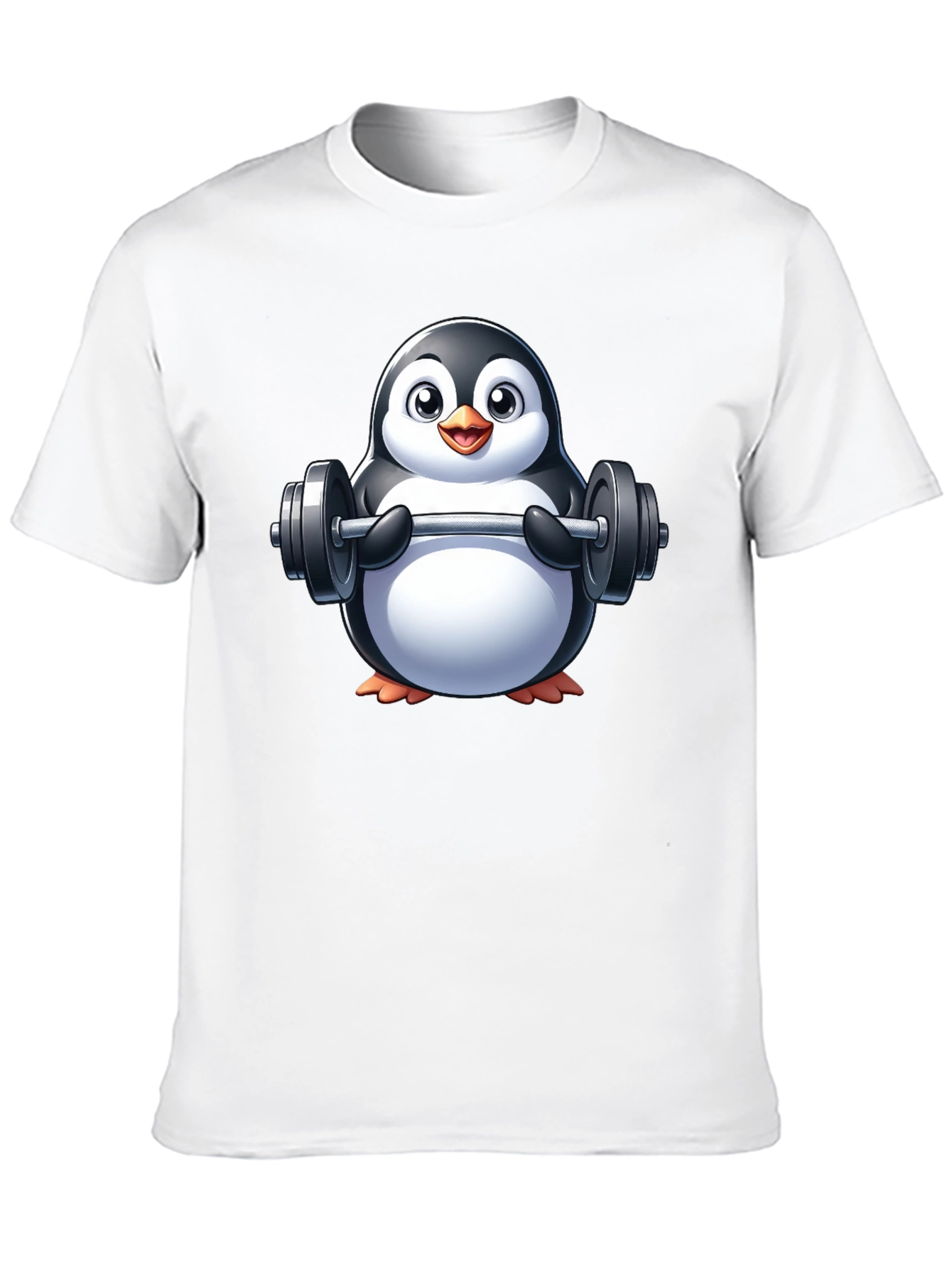 Penguin Lifting Weights Graphic Tee