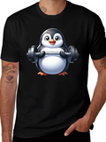 Penguin Lifting Weights Graphic Tee