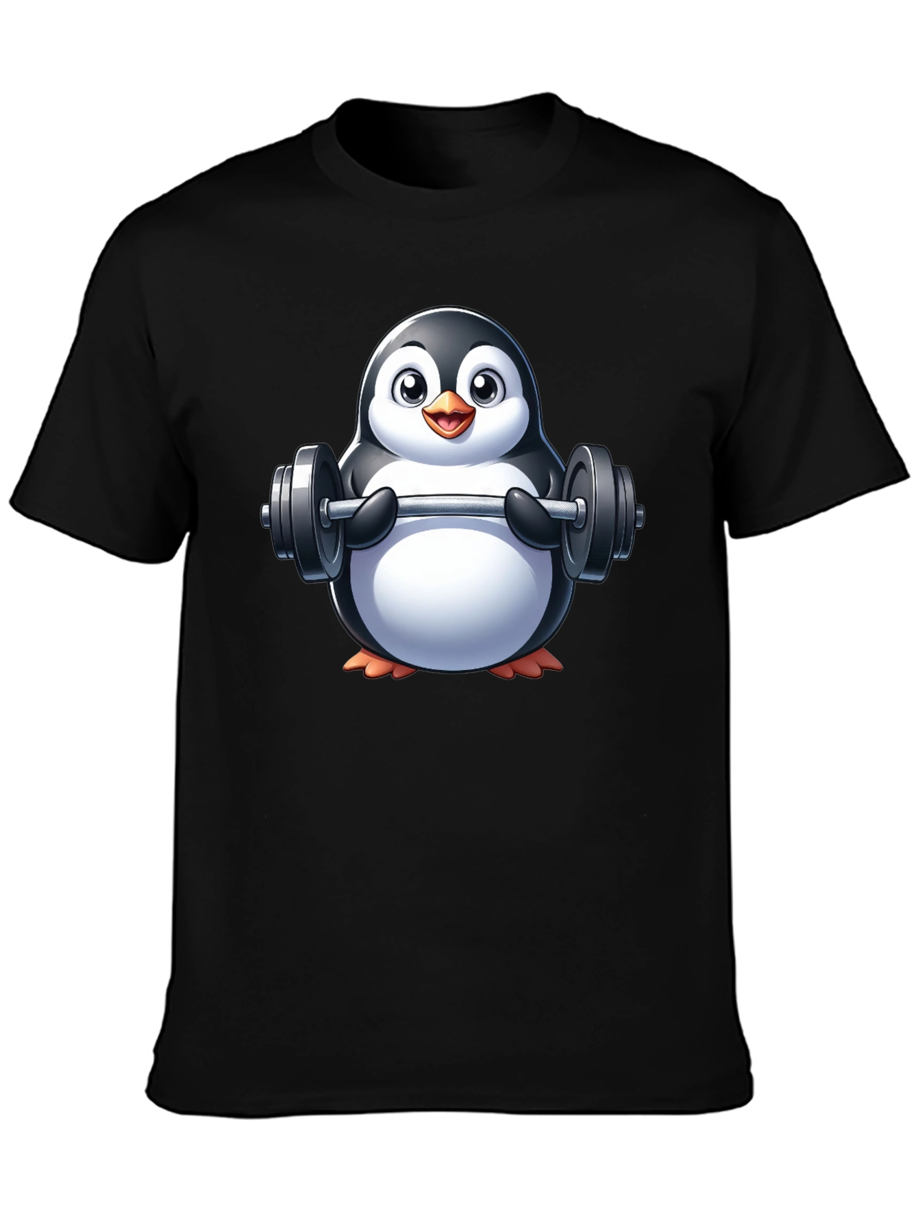 Penguin Lifting Weights Graphic Tee