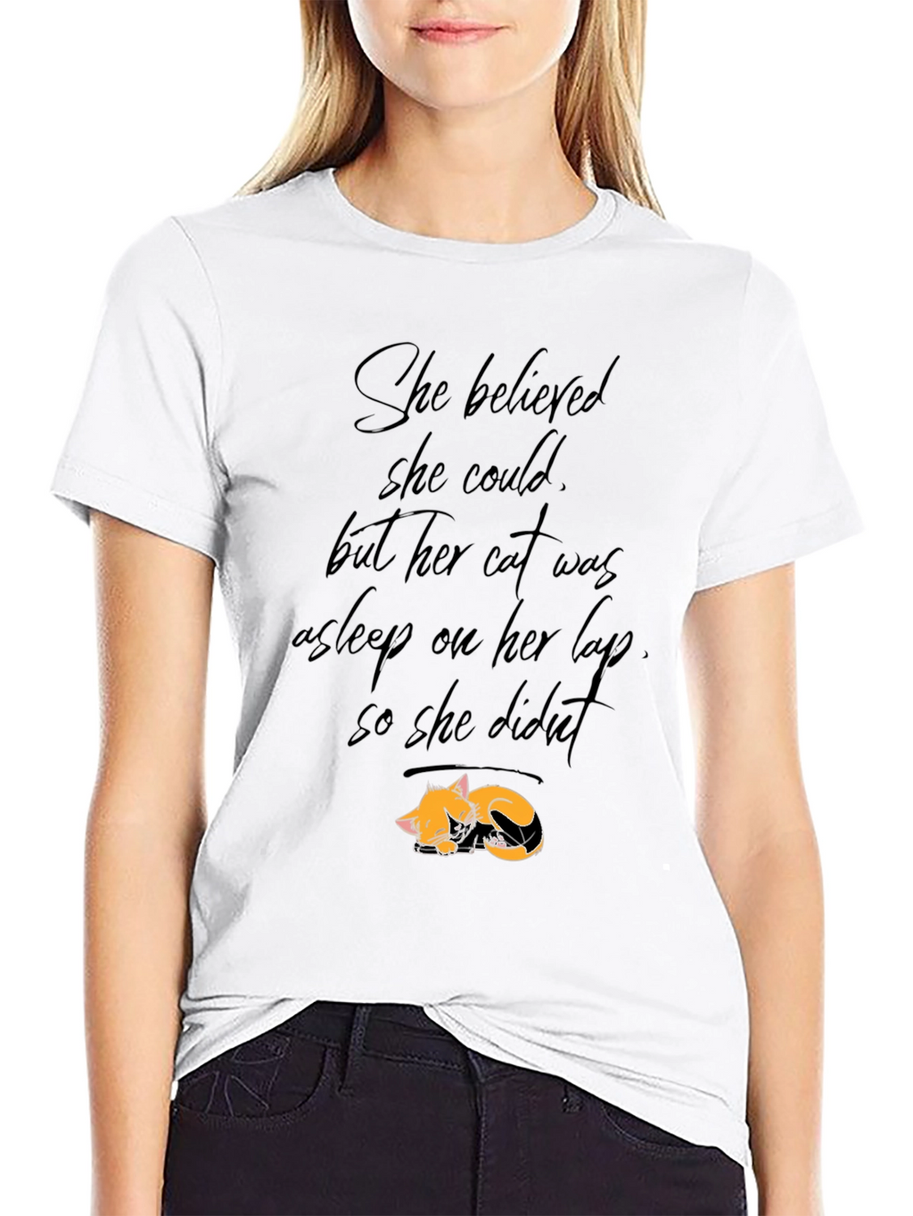 Cat Lover Tee: She Believed But Cat