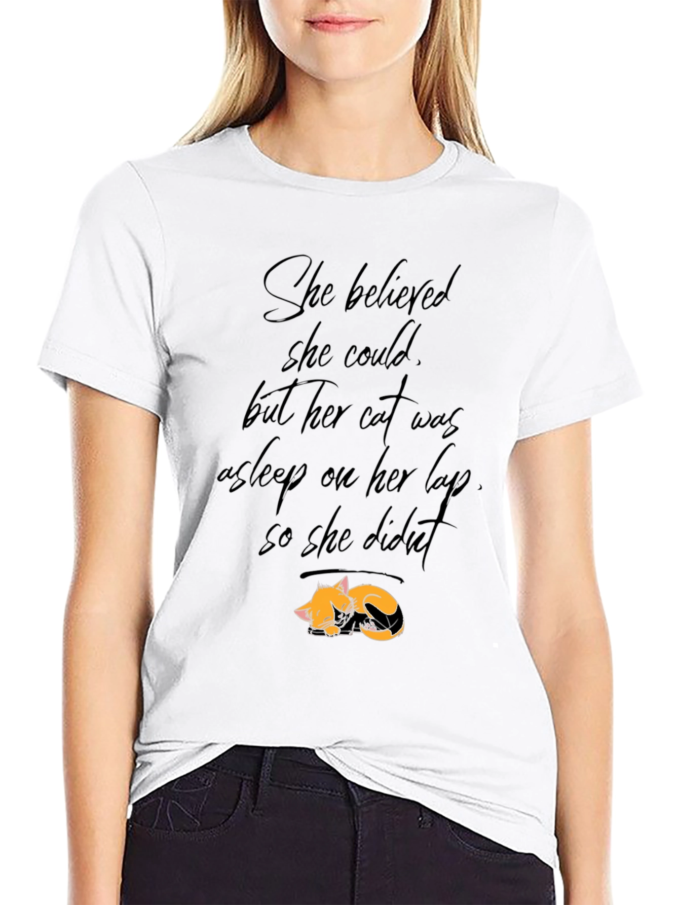 Cat Lover Tee: She Believed But Cat