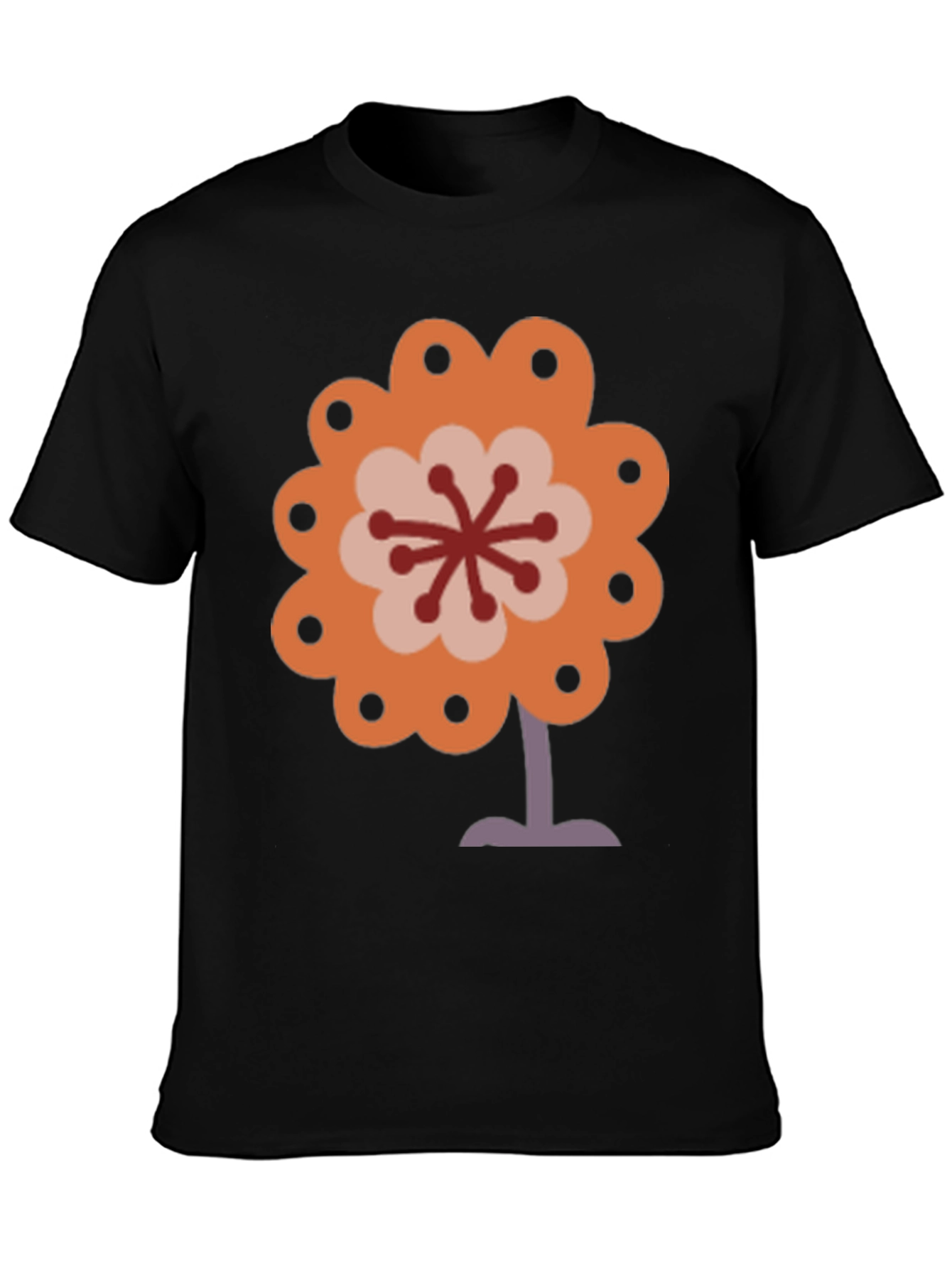 Retro Flower Power Graphic Tee - Black