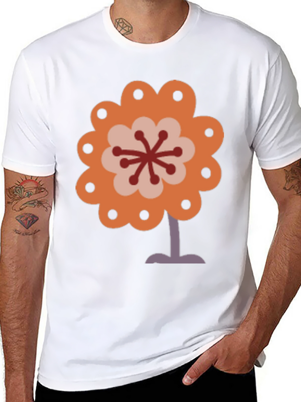 Retro Flower Power Graphic Tee - Black