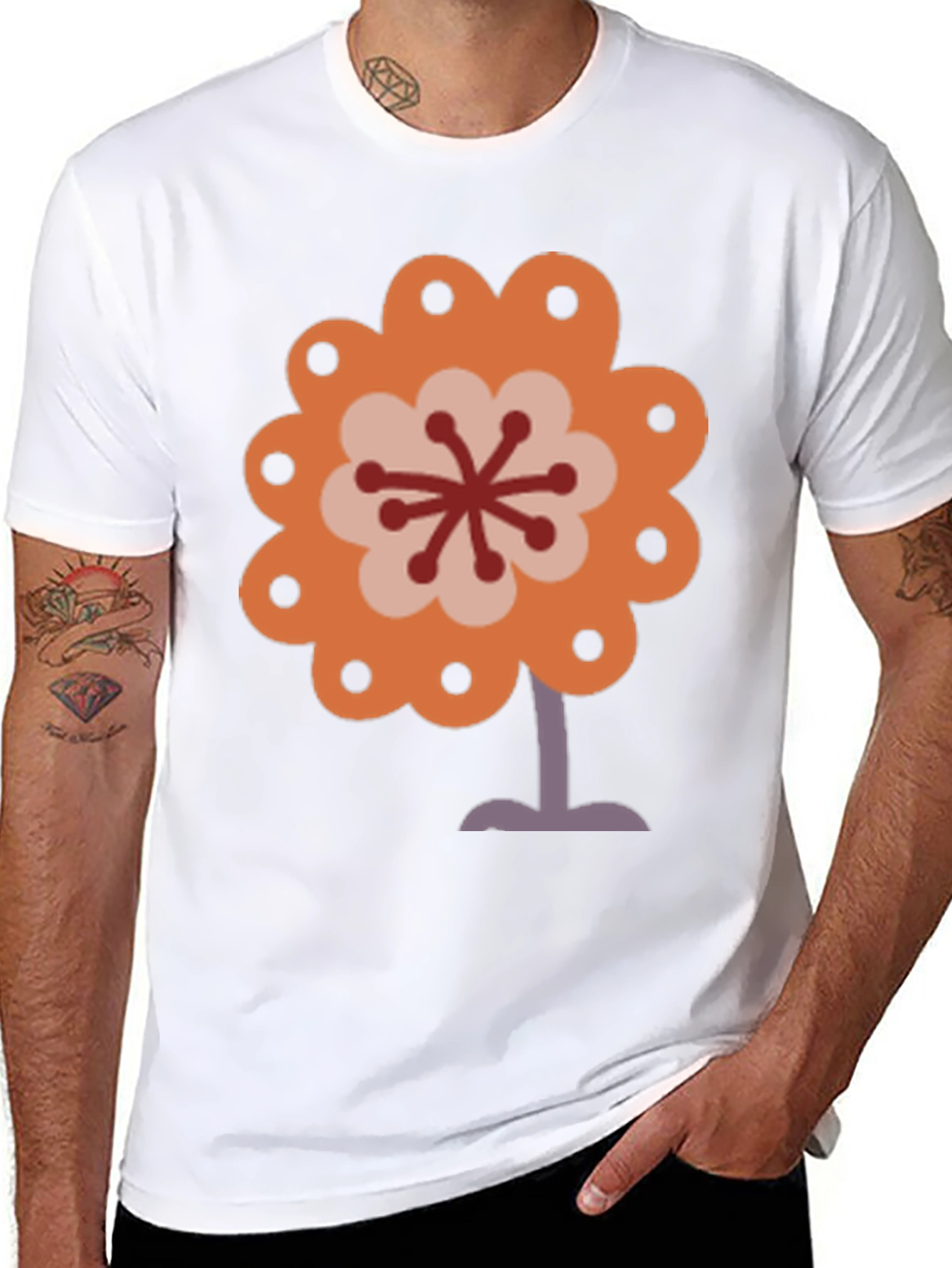 Retro Flower Power Graphic Tee - Black