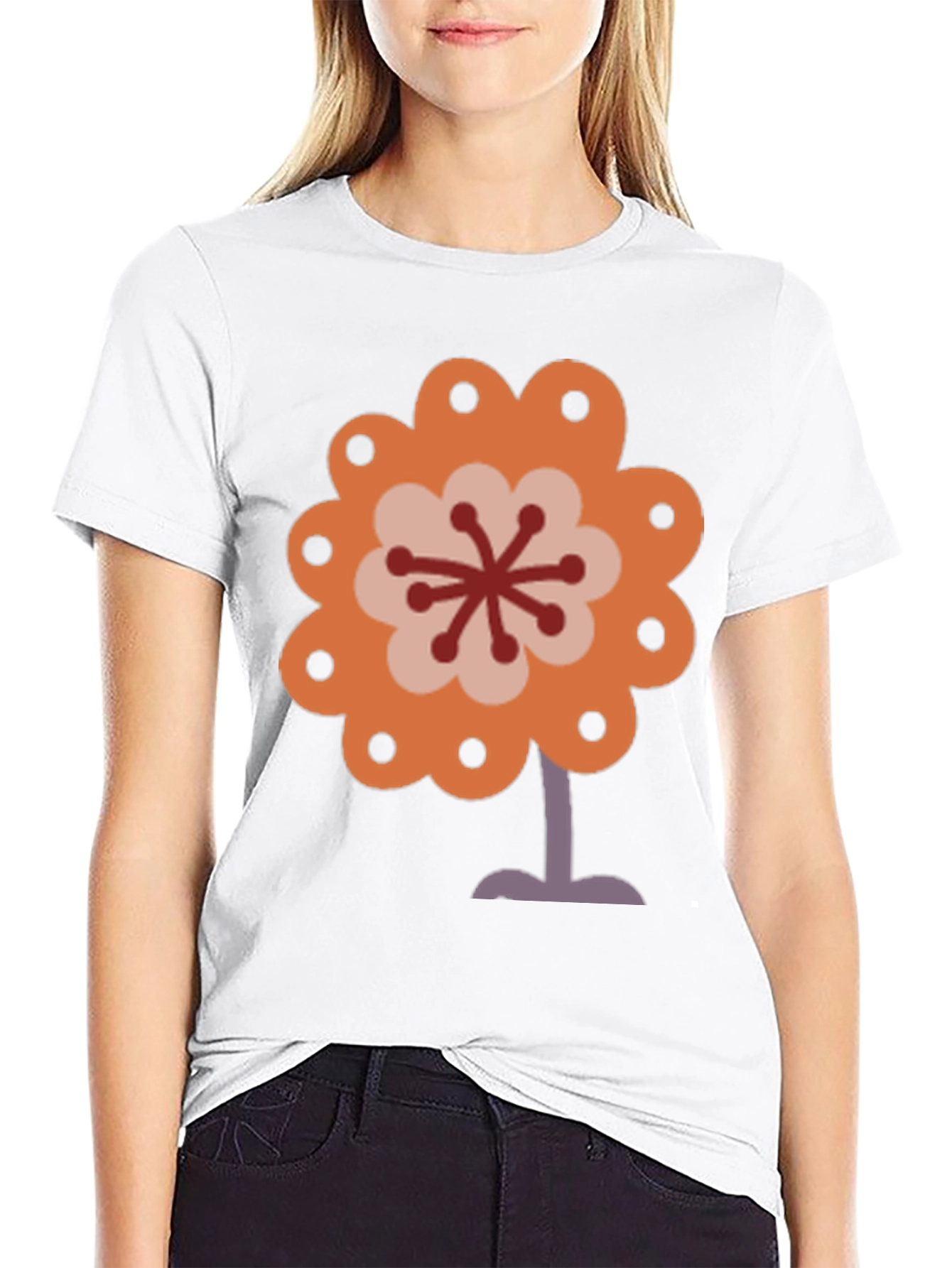 Retro Flower Power Graphic Tee - Black