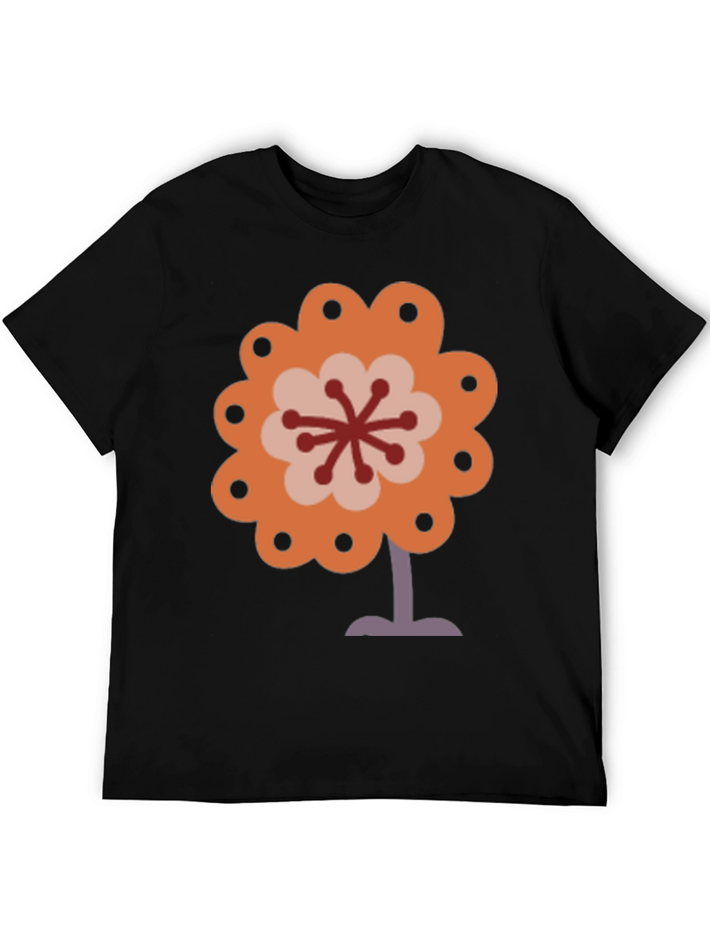 Retro Flower Power Graphic Tee - Black