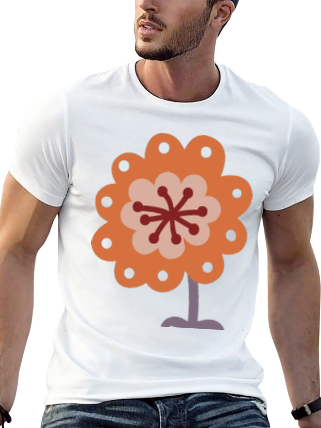 Retro Flower Power Graphic Tee - Black