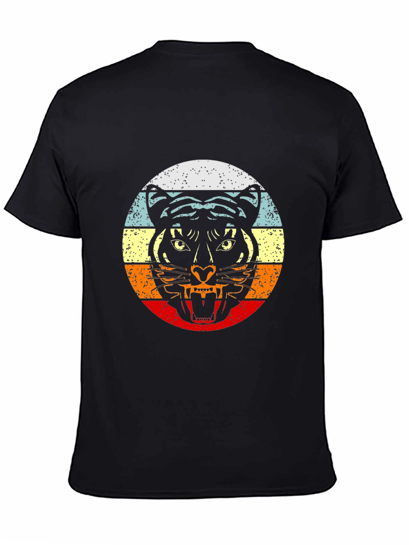 Retro Tiger Graphic Black T-Shirt