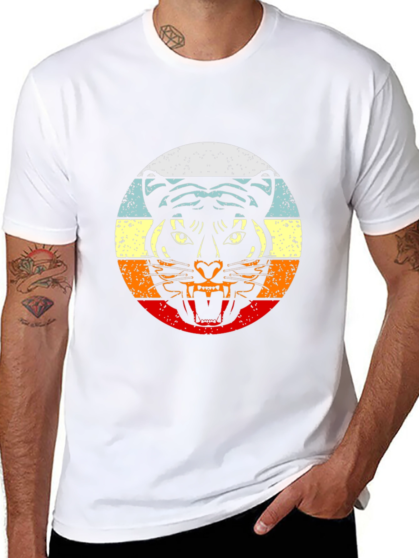 Retro Tiger Graphic Black T-Shirt