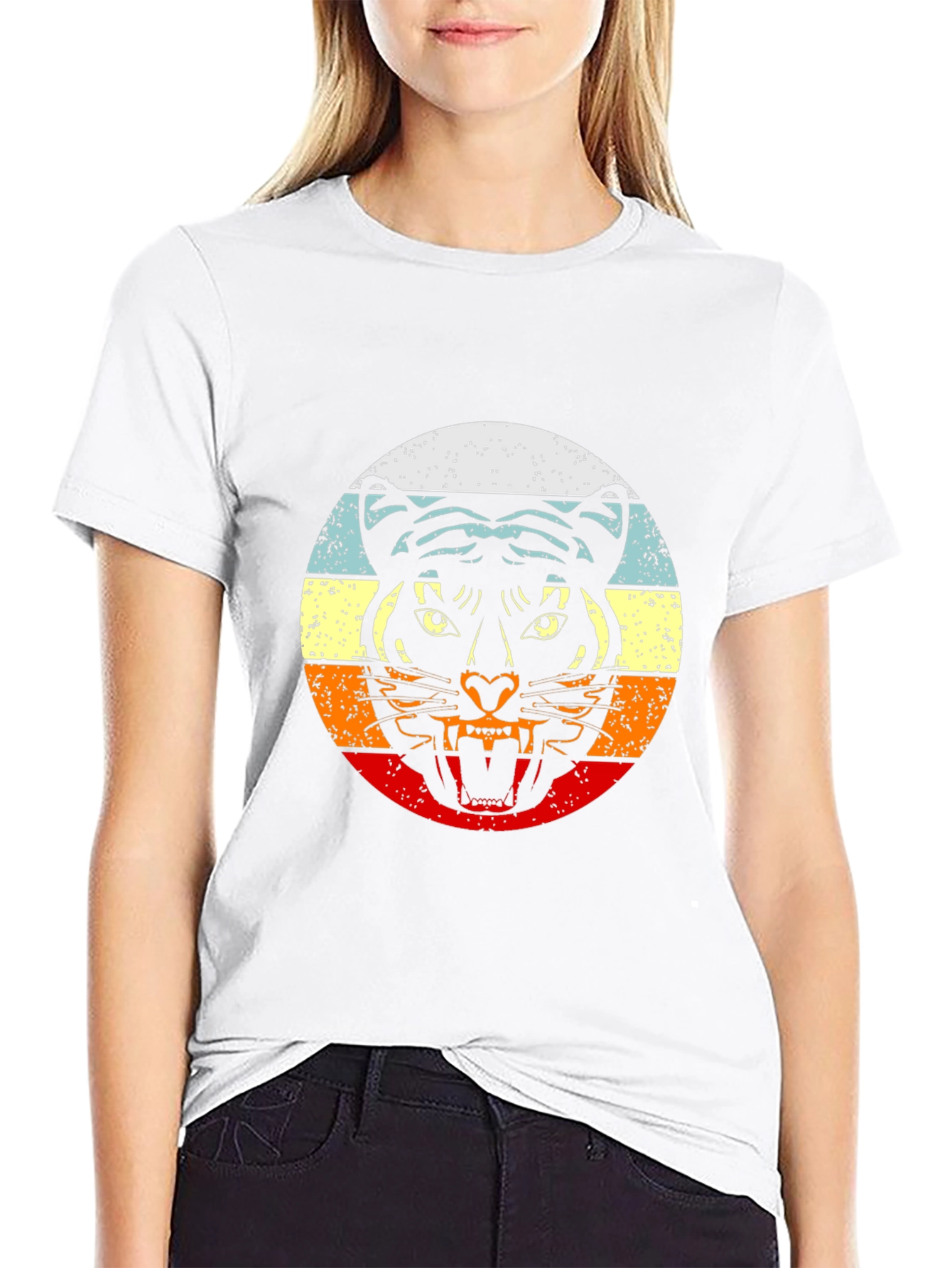 Retro Tiger Graphic Black T-Shirt