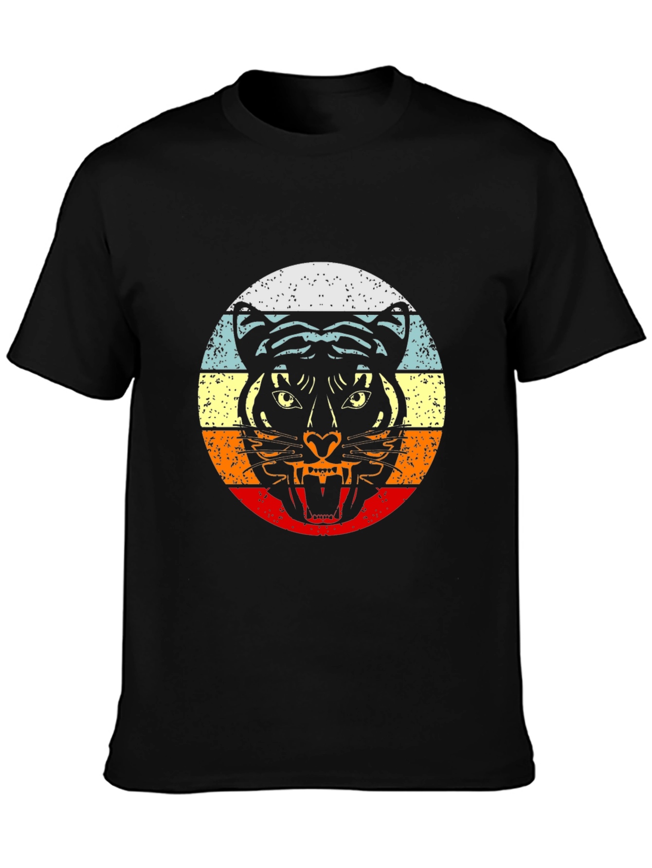 Retro Tiger Graphic Black T-Shirt