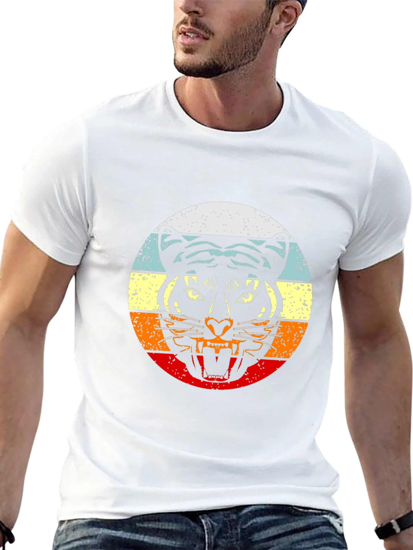 Retro Tiger Graphic Black T-Shirt