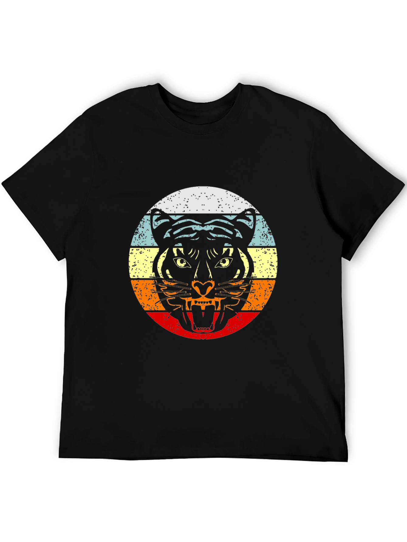 Retro Tiger Graphic Black T-Shirt