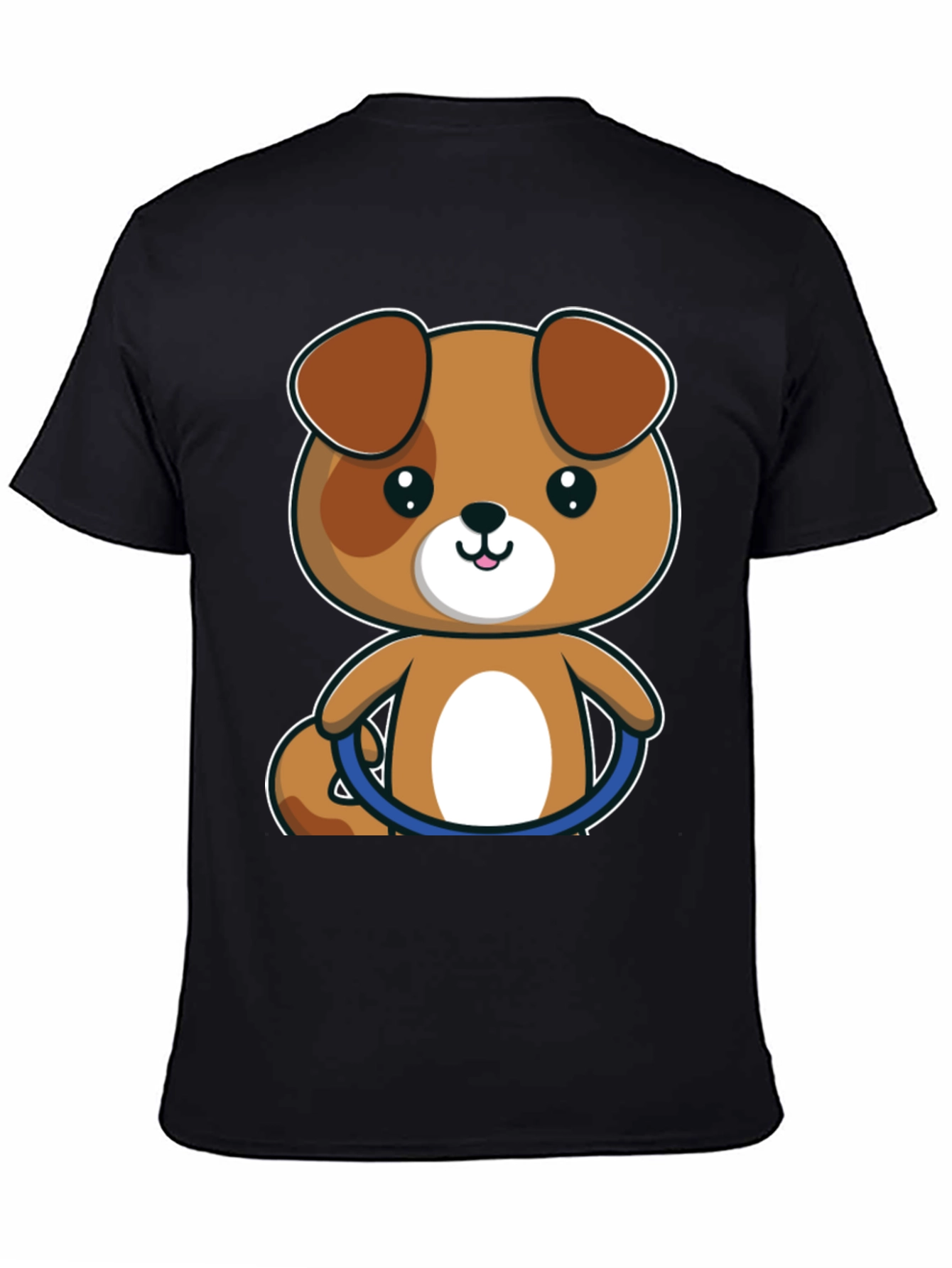 Cute Cartoon Puppy T-Shirt - Black